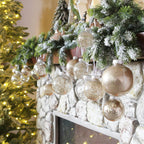 Sea Team Christmas Baubles Set Clear Plastic Shatterproof Multi-Size Decorative Christmas Baubles with Stuffed Delicate Decorations (25 Pieces, Champagne)