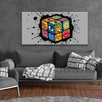 TAIJXAGSG Abstract Wall Art For Living Room Artwork Multicolor Graffiti Cube Canvas Art Wall Decor Modern Canvas Prints Pictures Abstract Wall Decor For Home Hotel Artwork 24x48 Inch