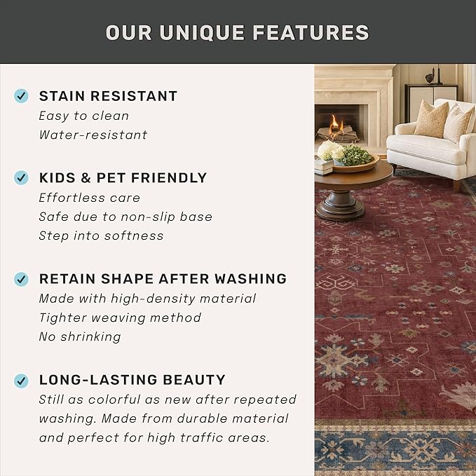 Burgundy 3x10 Long Runner Rug for Hallway - Image 6