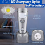 Enhon 4 Pack 4 in 1 LED Emergency Lights for Home Power Failure, Rechargeable Plug in Flashlight Motion Sensor Night Light, Automatic Turn On Power Outage Light for Home Hurricane Supplies