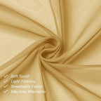 Gold Sheer Curtains 90 Inches Long 2 Panels, Breathable Solid Voile Light - Image 2