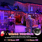 Heceltt Halloween Lights Outdoor, Orange and Purple 39FT 480LED Halloween String Lights with 90 Drops, 8 Modes Timer Memory Function, Night Light for House Roof Party Decor