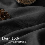 Black Linen Curtains 84 inches Long 2 Panels - Image 2