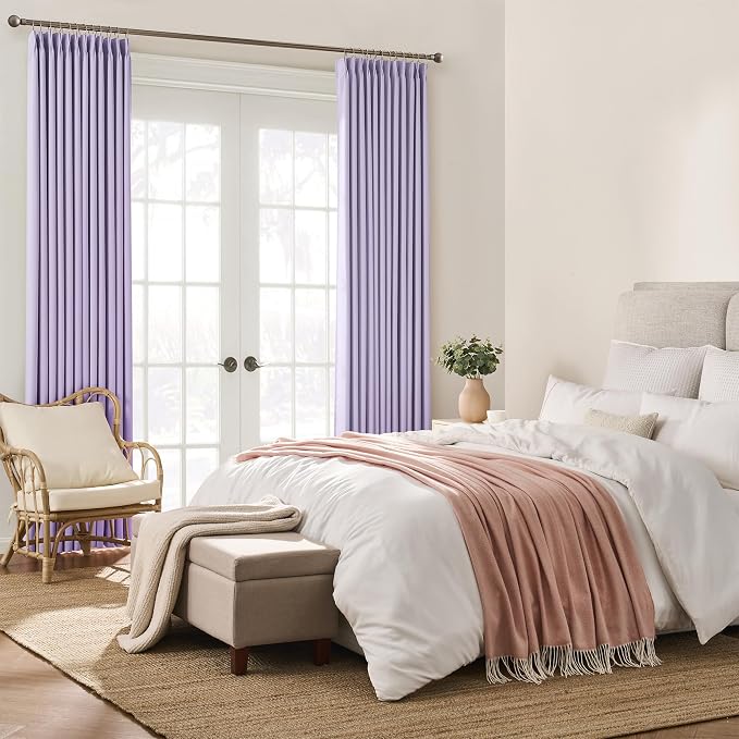 Custom Pleated Curtains Lilac Color, Heat Blocking Window Treatment - Image 4
