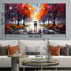 Large Canvas Wall Art for Living Room Bedroom Couple Walking in the Rain Picture Graffiti Red Tree Canvas Prints Framed Home Decor Size 30x60