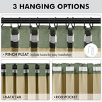 MIULEE 100% Blackout Linen Curtains 42 x 72 Inch Olive Green 2 Panels | Thermal - Image 5