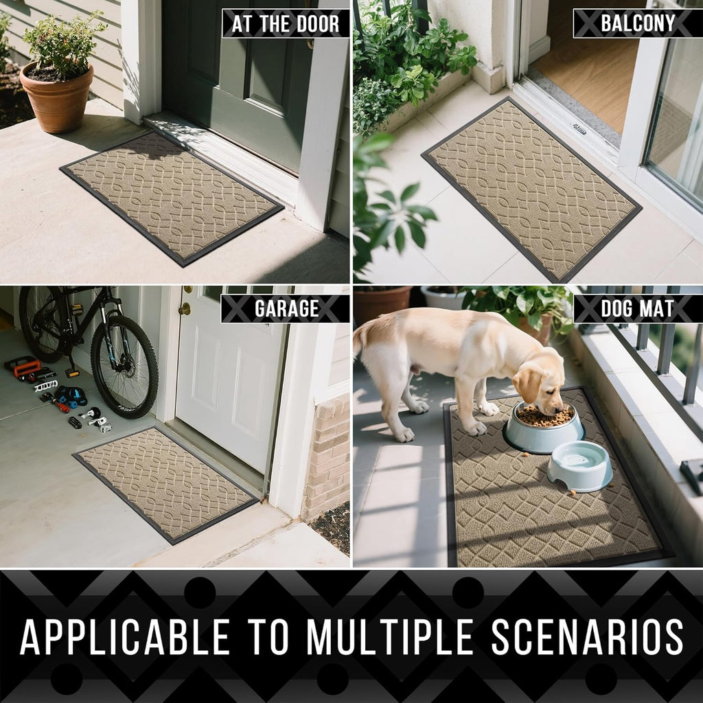 Yimobra Front Door Mat Outdoor Indoor 72x24, All-Season, All-Weather, Heavy Duty Welcome Door Mats Outside Entrance, Non Slip Porch Patio Entrance Mat, Light Beige