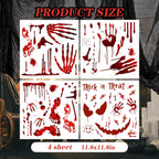 Scary Halloween Decorations Bloody Handprint Footprint Stickers Clings Decals Window Bathroom Floor Restroom，Horror Party Decor Halloween Indoor/Outdoor Decoration
