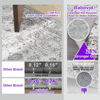 Grey Floral Hallway Runner Rug for Kitchen Bathroom 2'6''x14' | Ultra-Thin; Non - Image 3