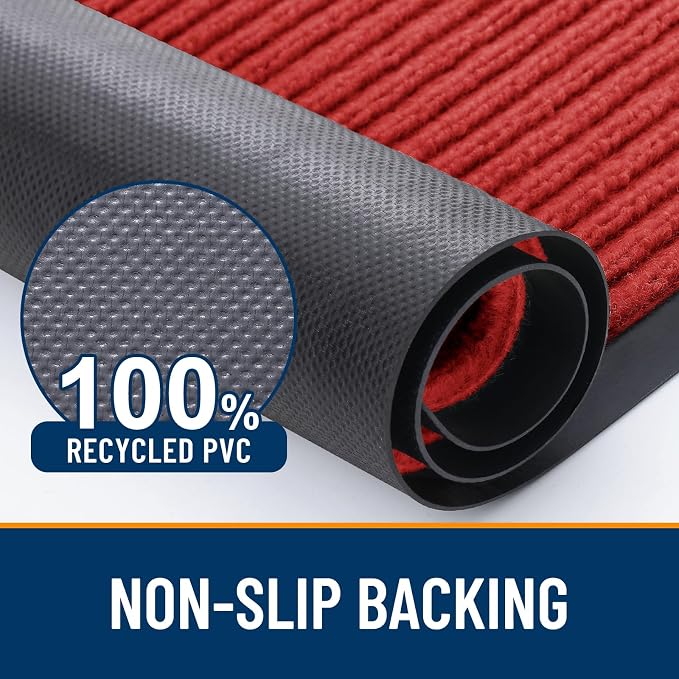OLANLY 2-Pack Front Door Mats 33x21, Waterproof Heavy-Duty Doormats | Red - Image 3