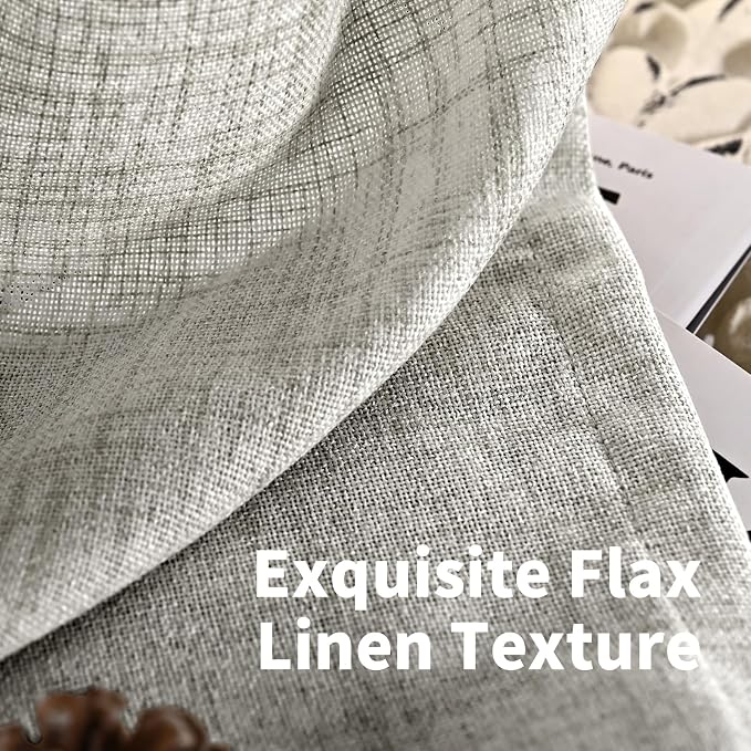 YoungsTex Dark Grey Linen Curtains 63 Inch Length - Image 6