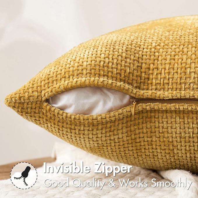 MIULEE Decorative Couch Throw Pillow Covers 16x16 in Mustard Yellow 2 Pack | - Image 5