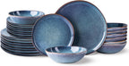 AmorArc Ceramic Dinnerware Sets,Handmade Reactive Glaze Stoneware Plates and Bowls Set,Highly Scratch Resistant | Dishwasher & Microwave Safe,Service for 8 Dishes Set (24pc)