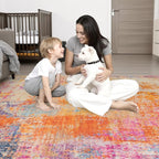 2.6x8 Washable Runner Rug：Modern Abstract Soft Carpet Galaxy Haze | - Image 2