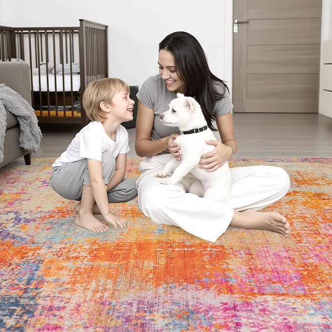 Area Rug Living Room: 4x6 Modern Washable Soft Carpet Galaxy Haze | - Image 7