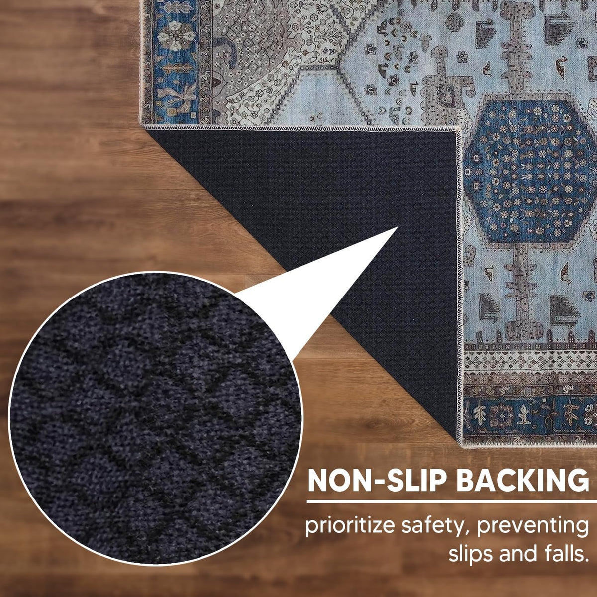 Keen Home Design 5x7 Rug - Machine Washable Area Rug with Non-Slip Backing, Ideal for Living Room, Dining Room, Bedroom - Vintage, Easy Clean, Durable, Low Pile Rug - (5' x 7')
