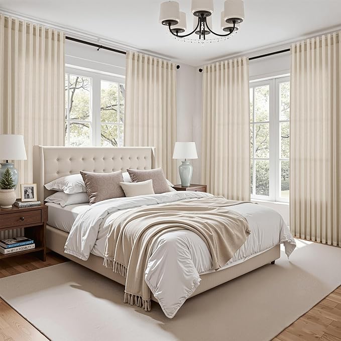 Cream Beige Curtains 90 Inches Long - Image 7