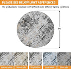 Round Rug 8ft Washable Rug for Dining Room Living Room Black Grey Gold | Modern - Image 2