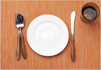 LEXMORE Placemats Set of 8 Vinyl/Plastic Woven Place Mats for Kitchen Table Indoor/Outdoor Washable Placemat Wipeable Dining Table Mats(Orange)