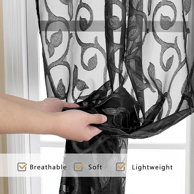 Furman Black Sheer Curtains 84 inches Long - Image 5