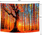 Delur Sunset Forest Tapestry Tree of Life Tropical Rainforest Landscape Tapestry Wall Hanging Scenic Nature Woodland Natural Sunrise Headboard for Bedroom Living Room Home Decor (59.1" x 78.7")