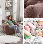 Recaceik Bean Bag Chairs, Tufted Soft Stuffed Bean Bag Chair with Filler, Fluffy Lazy Sofa Chair Lounger, Comfy Giant Bean Bag Chair for Bedroom, Living Room, Brown
