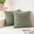 Pack of 2 Corduroy Decorative Throw Pillow Covers 16x16 Inch, Sage Green | Fall by Unknown