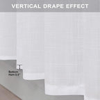 White Curtains 38 Inch Wide for Bedroom 2 Panels Back Tab Rod Pocket Semi Sheer - Image 8