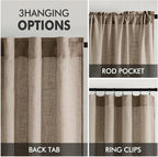 MIULEE Taupe Grey Linen Curtains 52x63 Inch Length 2 Panels - Image 3