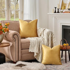 GIGIZAZA Golden Throw Pillow Covers 24x24 Decorative Velvet Cushion Covers Pack - Image 3