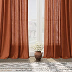 Extra Wide Terracotta Curtains for Living Room 96 Inches Long Back Tab and Rod - Image 5
