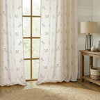 Floral Embroidered Light Filtering Curtains 96 Inch 2 Panels | Linen Blend - Image 2