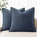 MIULEE Decorative Linen Pillow Covers 20x20 Inch Indigo Blue | Boho Farmhouse​ by MIULEE