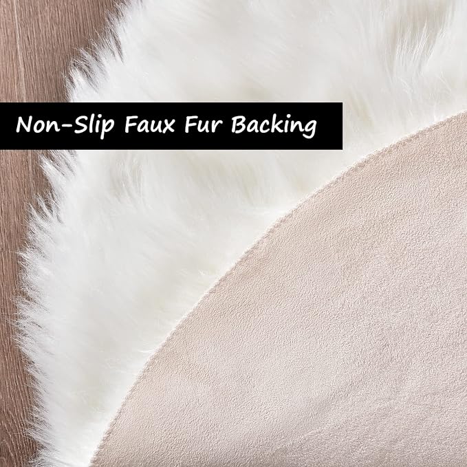 Goolela White Area Rug 10x12 Fluffy Fuzzy Sheepskin Carpet - Image 3