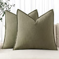 MIULEE Decorative Linen Euro Sham Pillow Covers 26x26 Light Olive Green | Boho by MIULEE