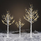 Outdoor Christmas Decorations Lighted Birch Tree Set of 3, LED Warm White 4, 6 and 8 Feet, for Indoor Christmas Decor, Party, Garden, Yard, Wedding, Holiday