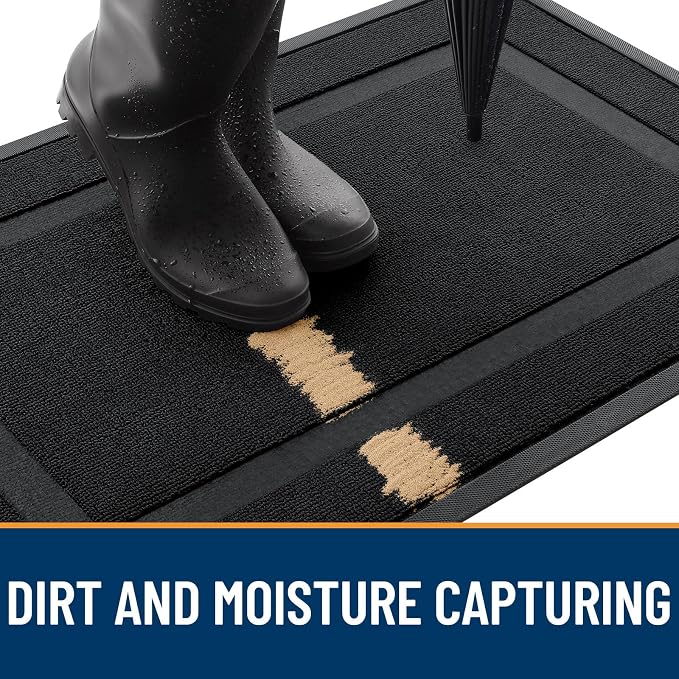 OLANLY Front Door Mat Outside 47x23, All-Season Heavy-Duty Rubber Doormat | Jet - Image 4