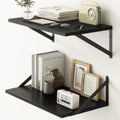Fun Memories 20 Inch Floating Shelves for Wall, Black Bathroom Shelves Set of 2, 12 Inch Deep Wall Shelf for Bedroom, Kitchen, Large Home Decor Shelves Farmhouse Storage Shelf