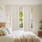 Beige White 100% Blackout Linen Curtains 98 Inch Length 2 Panels Set - Image 8