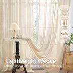 BGment 40 Inch Length Burlap Tan Linen Curtains - Image 5