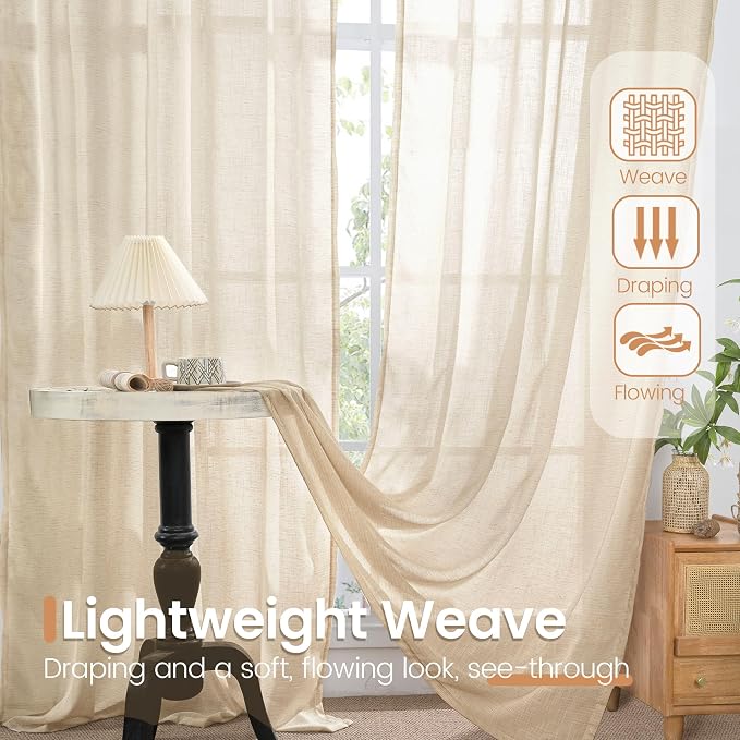 BGment Long Linen Curtains 102 Inch Length - Image 5