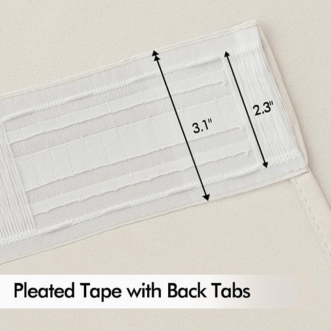 MIULEE Ivory Back Tab Blackout Curtains 52x72 Inches Long 2 Panels Set | Rod - Image 4