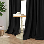 Black Curtains 84 Inches Long for Bedroom 2 Panel Set Linen Textured Total - Image 7
