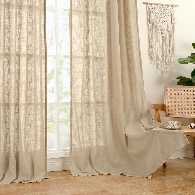 Brown Linen Curtains 90 inch for Bedroom, Soft Thick Light Filtering Boho - Image 9