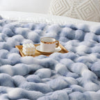 Touchat Luxury 1000GSM Rabbit Faux Fur Blanket, Super Heavy Warm Cozy Brown Blankets for Couch Bed Sofa, Ruched Plush Fuzzy Elegant Soft Reversible Mink Blanket Living Room Bedroom, 90" x 90"