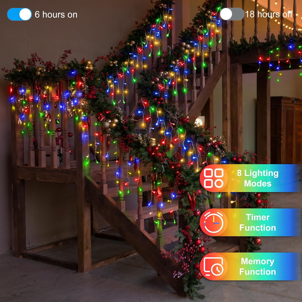 1620LED 164ft Christmas Lights, 360Drops 12 Modes Multicolor Christmas String Lights Outdoor Dimmable, Waterproof Christmas Decoration Fairy Lights with Timer for Indoor Eaves Party Patio Window Fence
