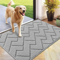 hicorfe Front Door Mat Outside Entrance,24"x35" Absorbent Muddy Dirt Resist Welcome Door Mats Outdoor Indoor,Stain and Fade Resistant,Non Slip Backing Entry Mat Doormat for Entryway (Light Grey)