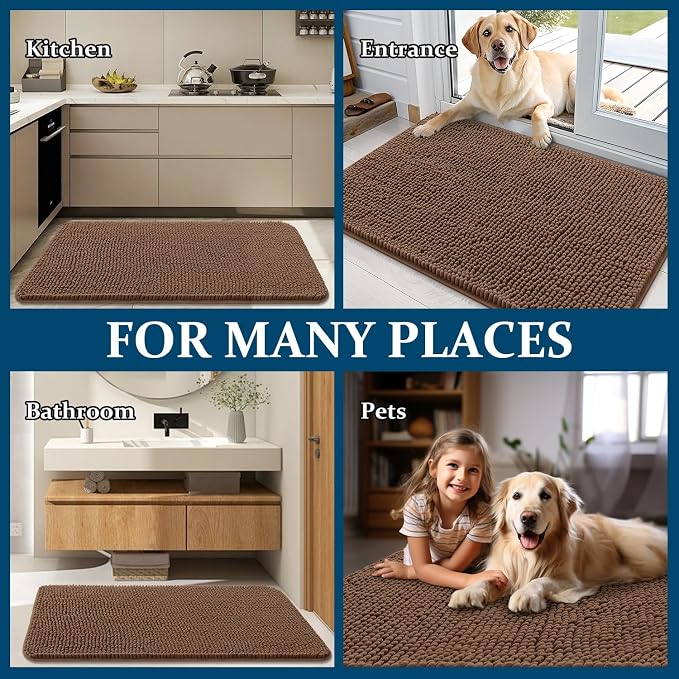 OLANLY Dog Door Mat for Muddy Paws 36x24, Super Absorbent Chenille Mud Mat | - Image 8
