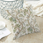 CXMEIFLY Chinoiserie Spring Pillow Covers 16 x 16 Inch Set of 2 for Sage Green Blue Vintage Flowers Bird Decor Throw Pillows Plant Farmhouse Outdoor Decorative Cushion Cases for Couch Bed Decorations