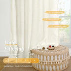Semi Sheer Cream Linen Curtains 54 Inch Length - Image 4